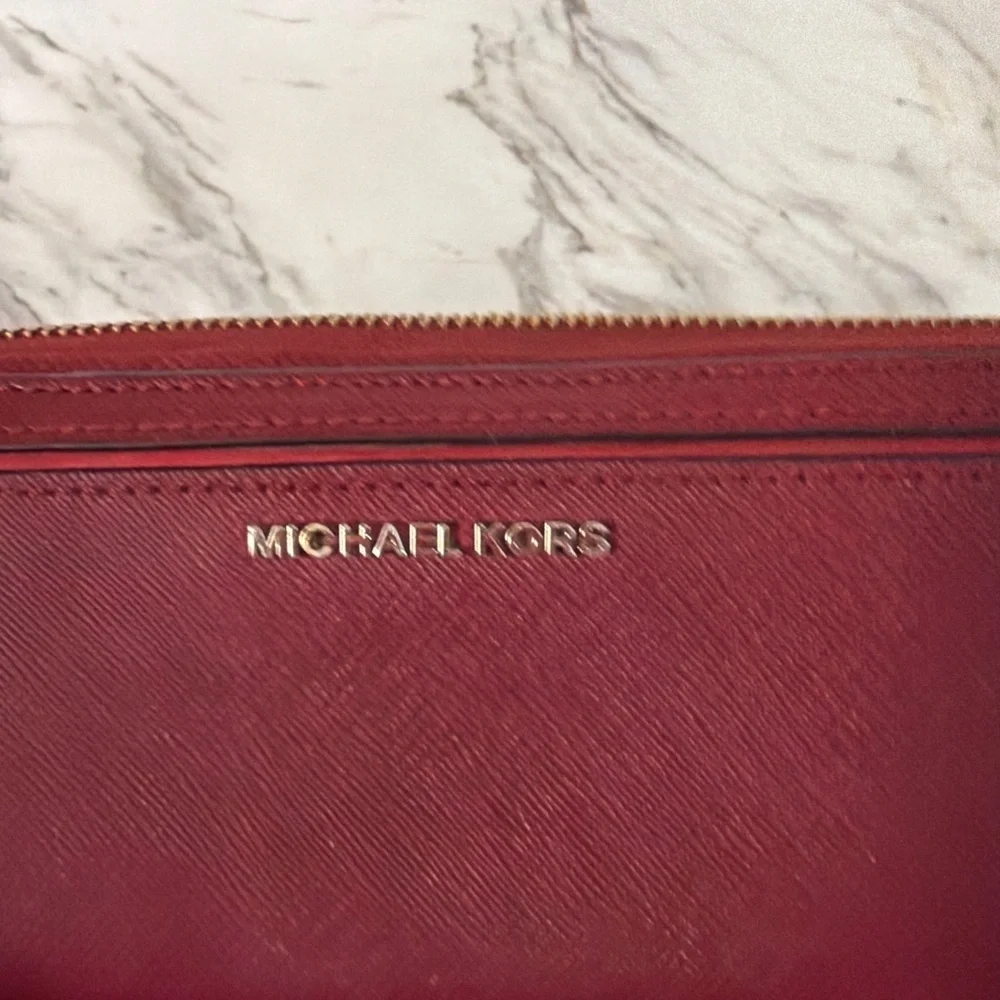 Michael Kors Crimson Leather Pouch